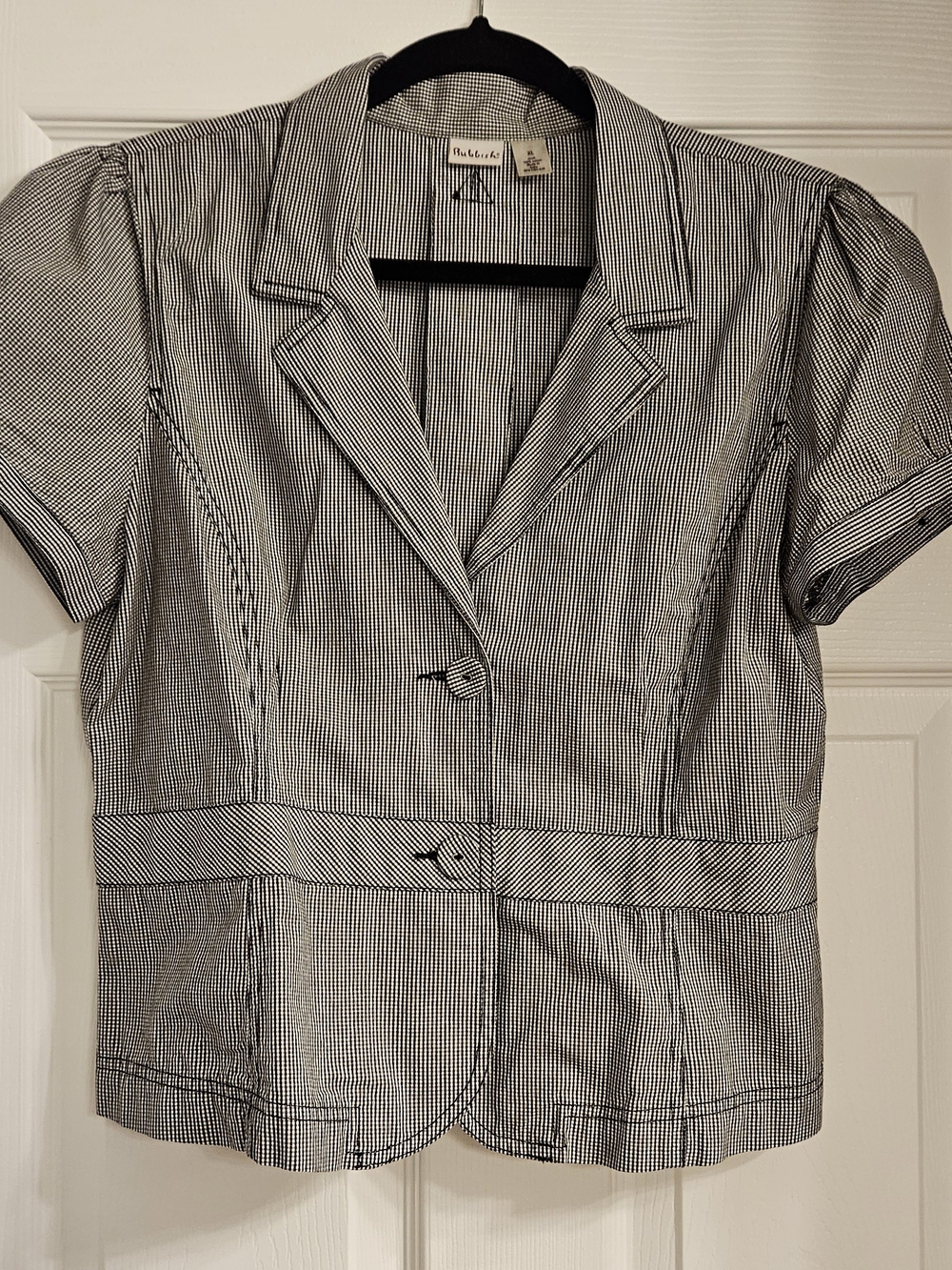 Rubbish Black & White Checked Short Sleeve Top Sz XL